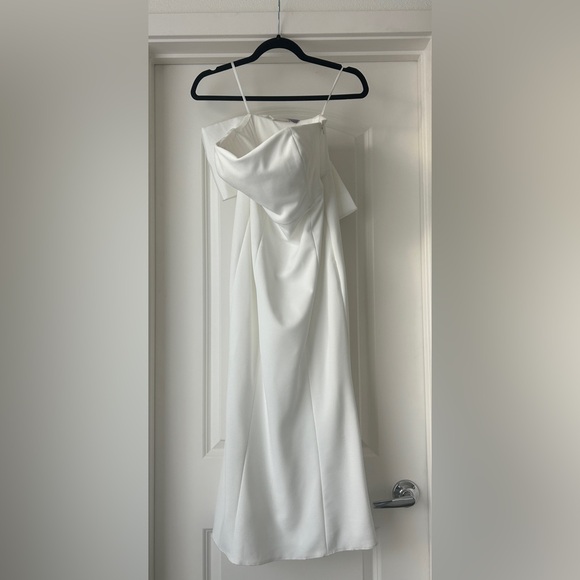 BHLDN Stretch Crepe Back Bow Strapless Midi Dress - Picture 3 of 9